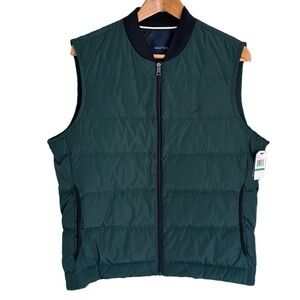 NWT Nautica Down Vest Kelp Seas Green Pockets Gorpcore Lightweight Warmth